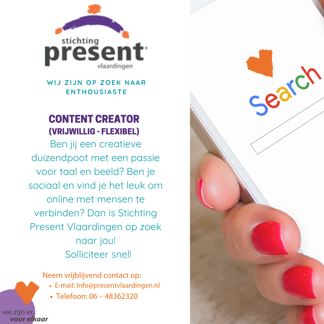 Communicatie- en Marketingvrijwilliger voor Stichting Present